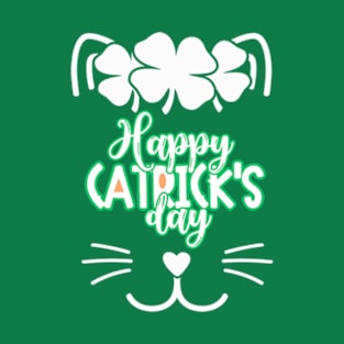 Happy St Catrick's Day | Cute Cat Face T-Shirt