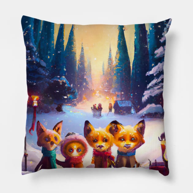 Cute Animals Drawing Pillow by Play Zoo