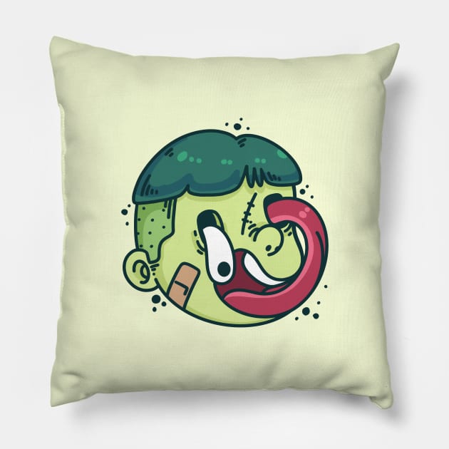 Green boy zombie Pillow by BiillustrationID