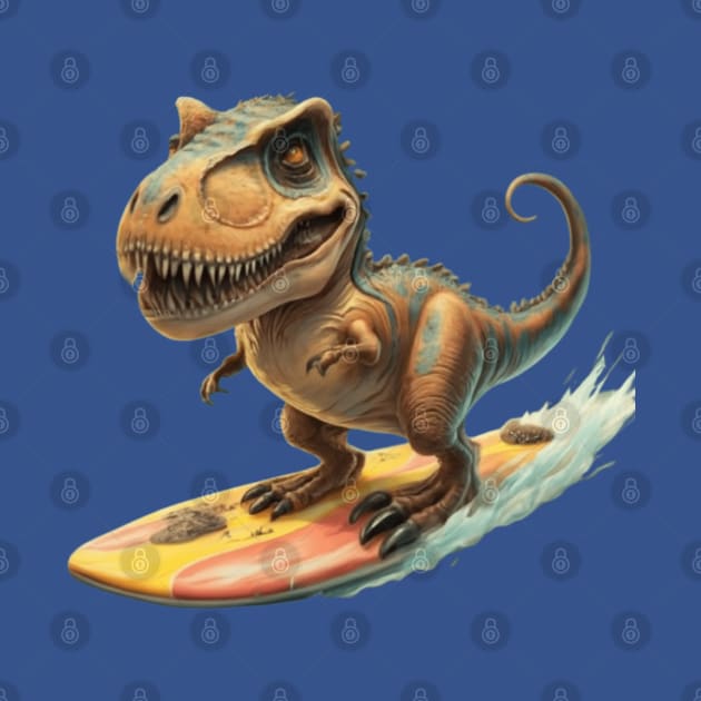 cute dinosaur surfing dino surf dino trex surfer kids tees gift ideas by WeLoveAnimals