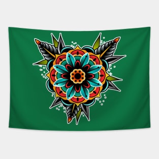 Traditional Flower Tattoo design Tapestry