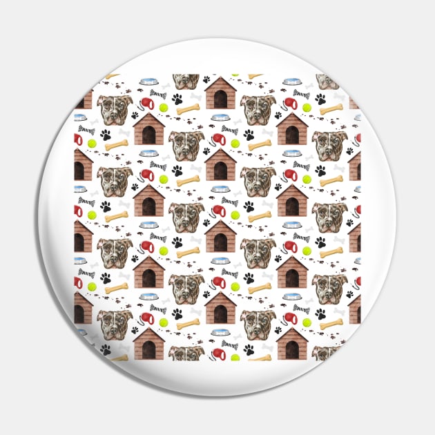 American Pit Bull Dog Half Drop Repeat Pattern Pin by DoggyStyles