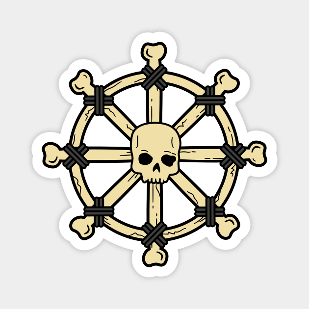 Skull Ship Wheel Magnet by 4ntler