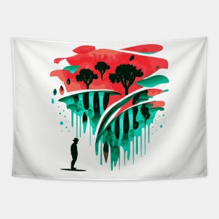 Watermelon Summer Trail Hiking Vacation Art Tapestry