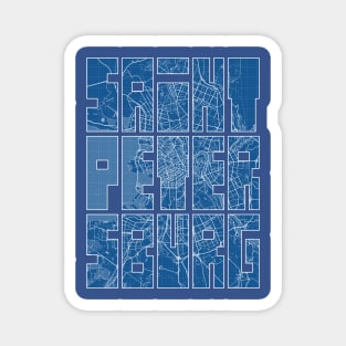 Saint Petersburg, Russia City Map Typography - Blueprint Magnet