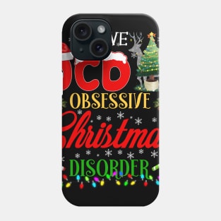 funny OCD obsessive Christmas disorder | Christmas tree light Santa hat reindeer funny gift Phone Case