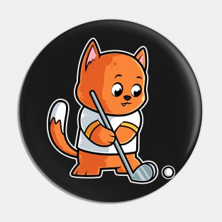 Cat Kitty Golf Player Golfer Golfing Funny Kids Boys graphic Pin