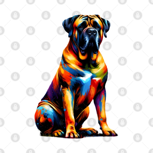 Bold Boerboel Portrait in Vibrant Splash Art Style by ArtRUs