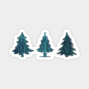 Three cool textured teal Christmas trees (Happy Holidays!) Magnet