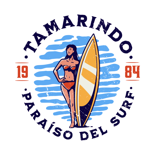 Vintage Tamarindo, Costa Rica Surfer's Paradise // Retro Surfing 1980s Badge B by Now Boarding