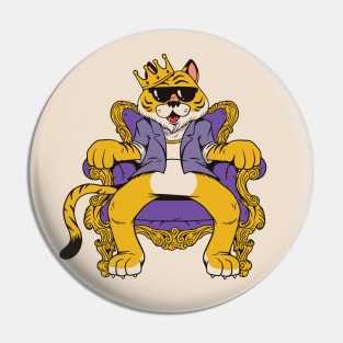 Purple and Gold Tiger King Cartoon Pin