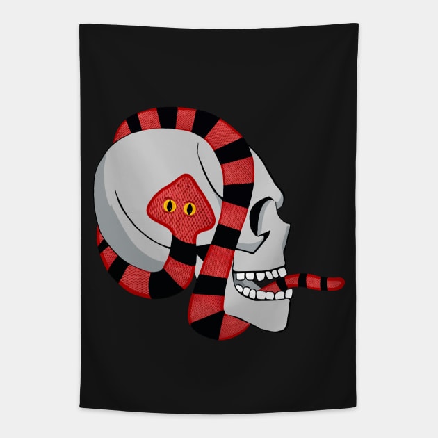 Snake skull Tapestry by Keatos