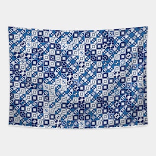 Blue Small Random Check Fabric Pattern Tapestry