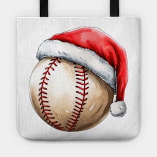 Christmas Baseball in Santa Hat Tote