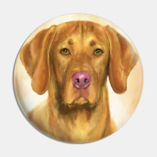 Painting of a Vizsla with a Light Brown Backgeound Pin