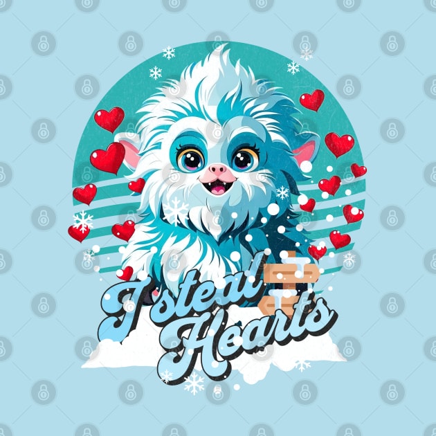 Cute Yeti With Hearts Valentines Day I Steal Hearts by alcoshirts