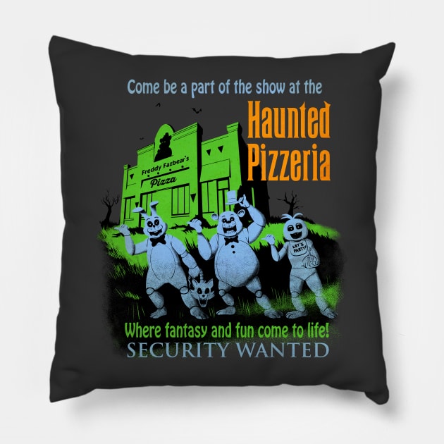 The Haunted Pizzeria Pillow by Ninjaink