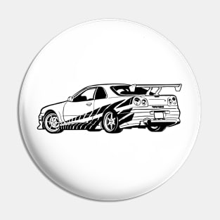 R34 GTR Skyline Turbo JDM Tuning Car 90s Retro Pin