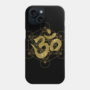 Om and Metatron's Cube Phone Case