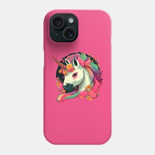 Whimsical Charm: A Cool and Colorful Fantasy Comic-Style Unicorn Emblem Phone Case