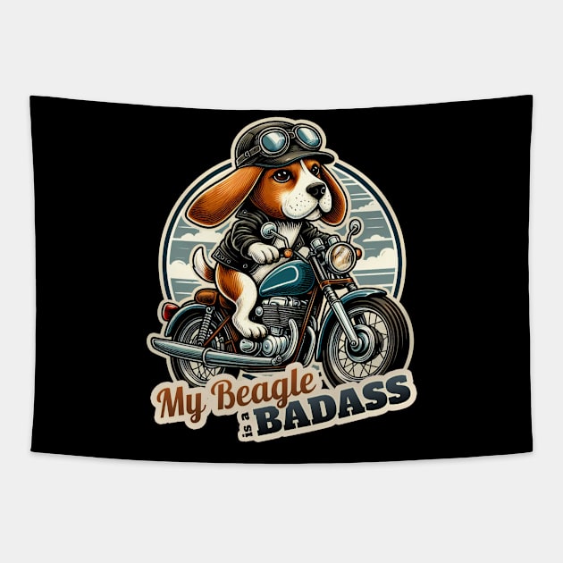 Beagle Biker Tapestry by k9-tee