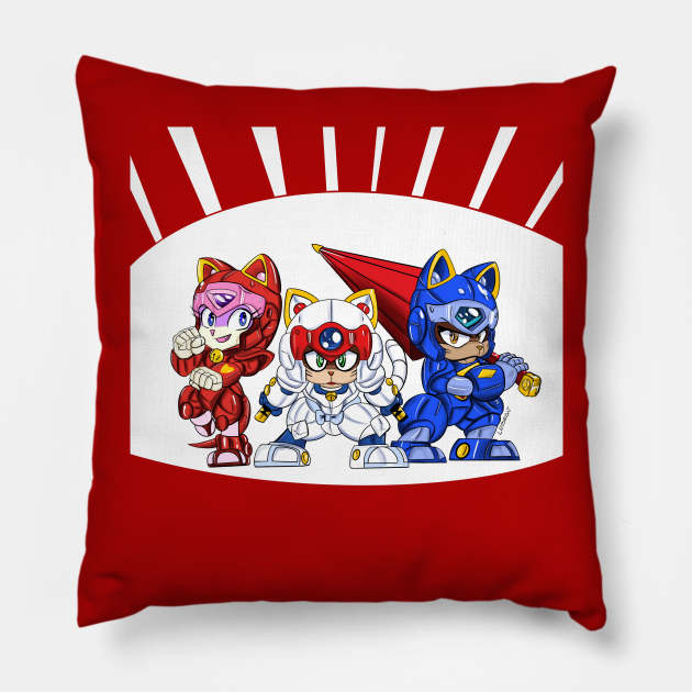 samurai pizza cats ecopop art in japan style Pillow by jorge_lebeau