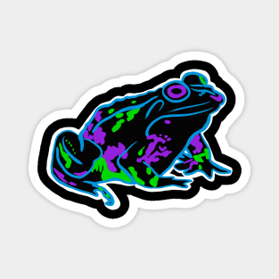 Blue Neon Frog With White Outline Magnet