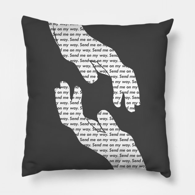 Send Me On My Way dual hands (White) Pillow by Chrothon