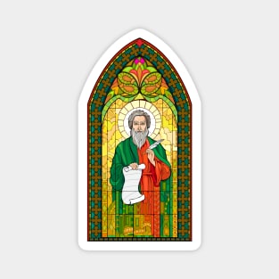 Stained glass window with John the Apostle Magnet