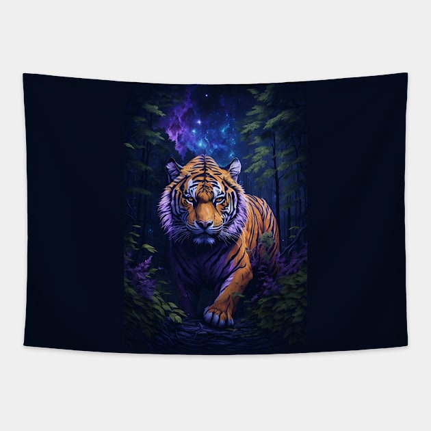 King Tiger in the forest Tapestry by Mysooni