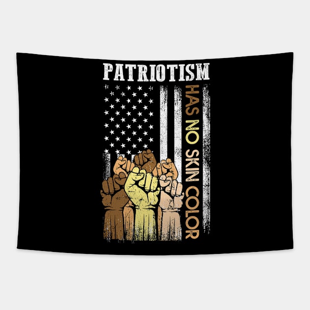 Patriotism Has No Skin Color Vintage Usa Flag Gift Tapestry by cotevalentine