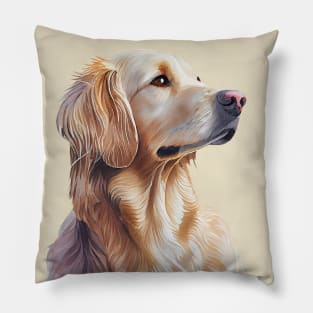 Watercolor Portrait of Golden Retriever Dog Pillow