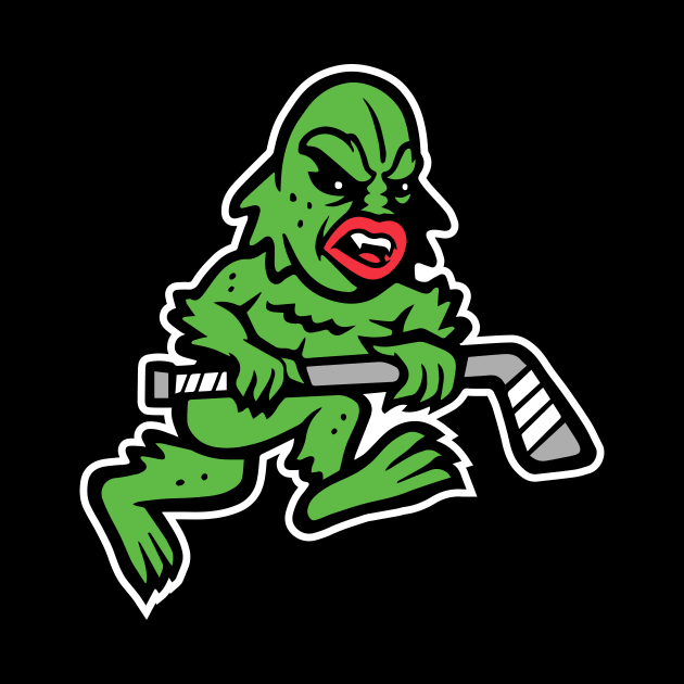 Universal Monster 'Creature From the Frozen Lagoon' Hockey Fan T-Shirt: Embrace Your Love for Hockey with a Monstrous Twist! by CC0hort