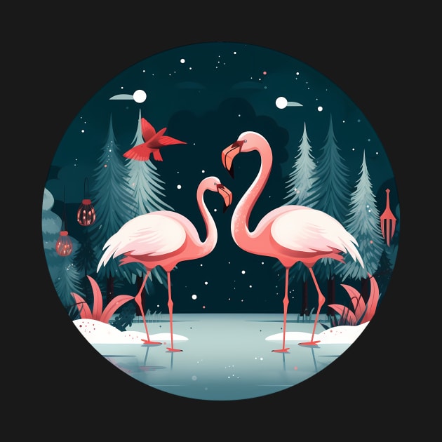 Flamingo Flock Sunset, Xmas,  Love Flamingos by dukito