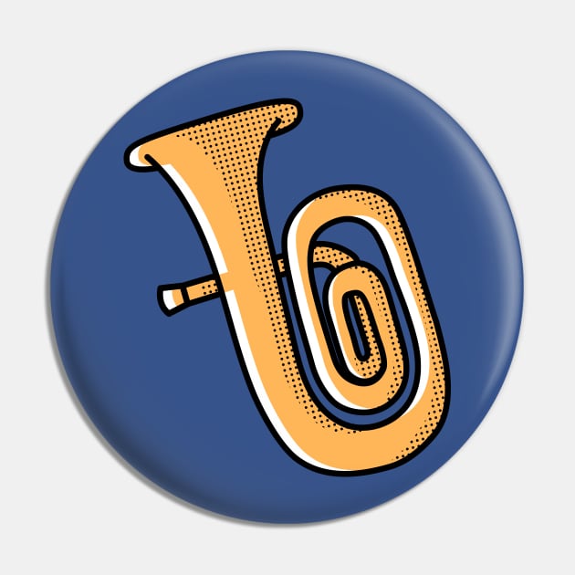 Retro Tuba Drawing Pin by SLAG_Creative