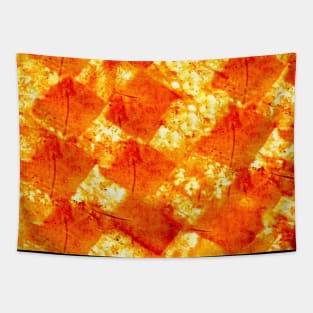 Abstract bright orange batik texture check board design Tapestry