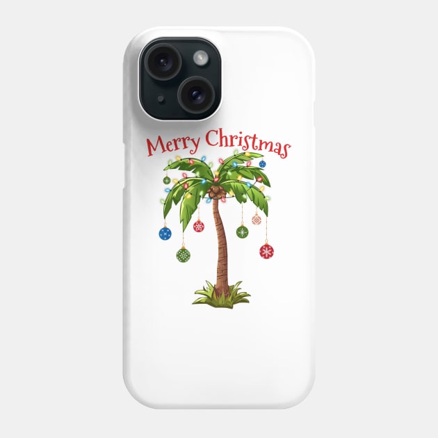 Merry Christmas Palm Tree Light Hawaiian Tropical Christmas Phone Case by rivkazachariah