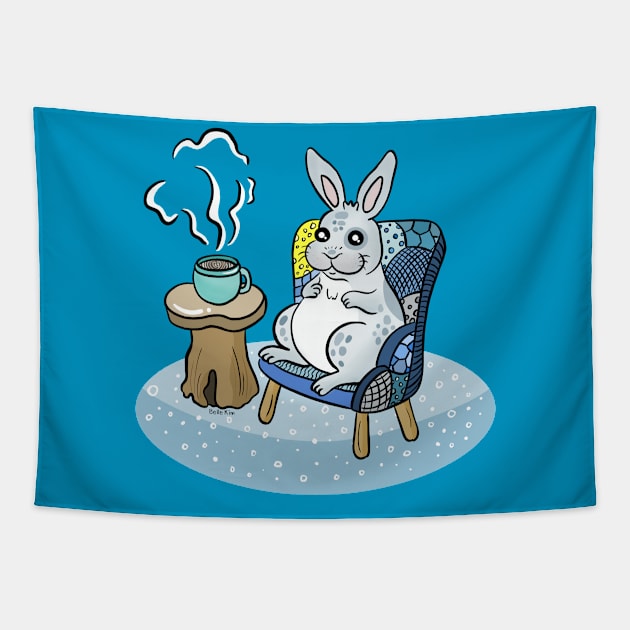 Coffee Bunny Tapestry by doodletokki