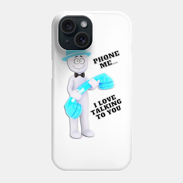 Phone me... I love talking to you - turquoise hat & phone Phone Case by Blue Butterfly Designs 