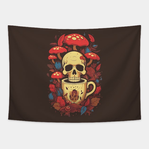 Skull Coffee Tapestry by Daniac's store