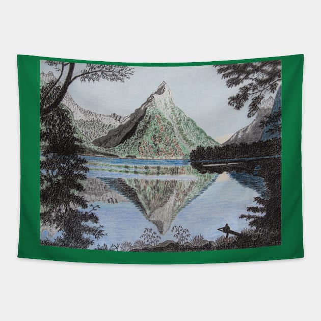 Serenity of Milford Sound, New Zealand Tapestry by Anton Liachovic