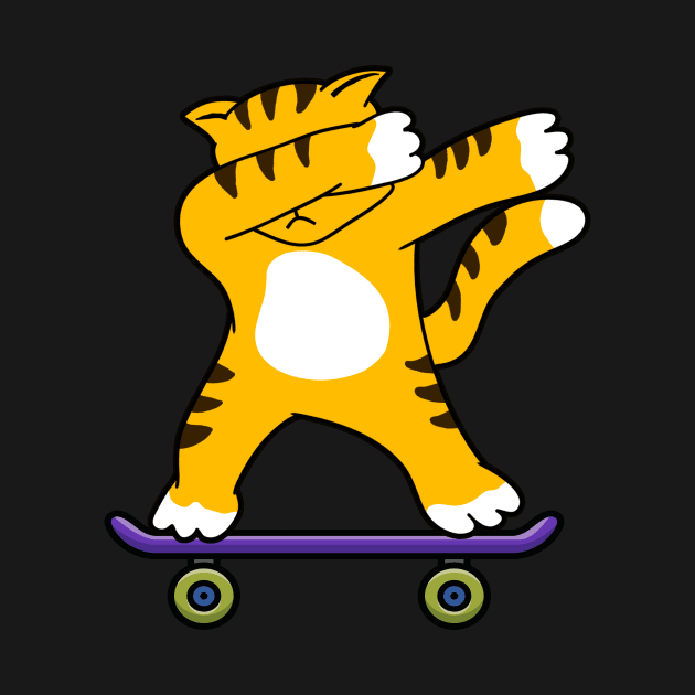 Dabbing Skater Cat Funny Dab Dance Skateboard by Foxxy Merch