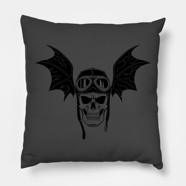 Skull Aviator Pillow by Robbgoblin