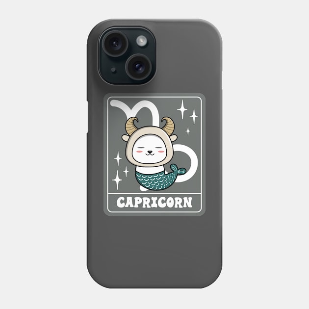 Cute Capricorn Cat Phone Case by Luna Illustration