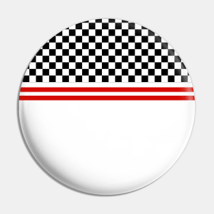 Black and White Racer Stripe Checkerboard Pin