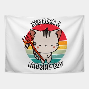 Cute tabby Cat is a naughty boy Tapestry