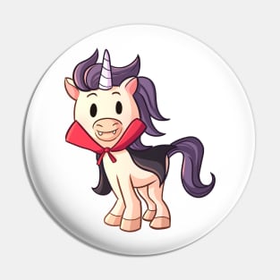 Cute Halloween Unicorn in Vampire Dracula Costume Pin