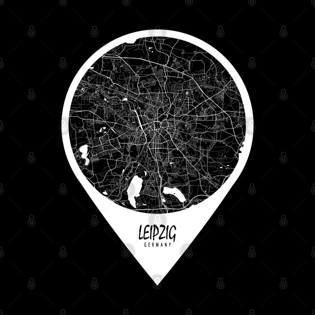 Leipzig, Germany City Map - Travel Pin by deMAP Studio