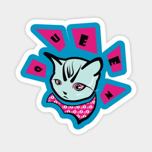 Cute Cat queen Blue and Pink Magnet