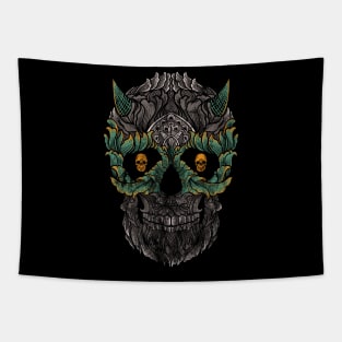 Distressed Floral Skull Tapestry